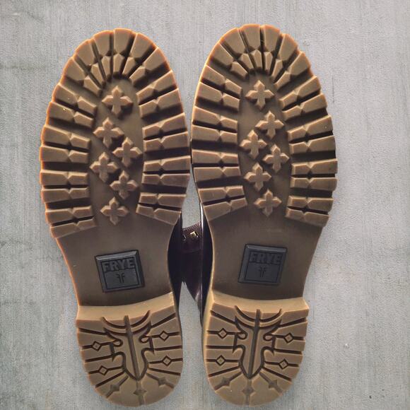 New Frye Pine Lug Work Boots Men’s 10.5 Brown Leather Moc Toe Lace-Up Rugged - Picture 8 of 10